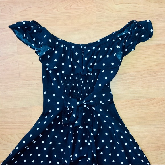 Zara Off The Shoulder Polka Dot Skater Dress - Picture 4 of 6
